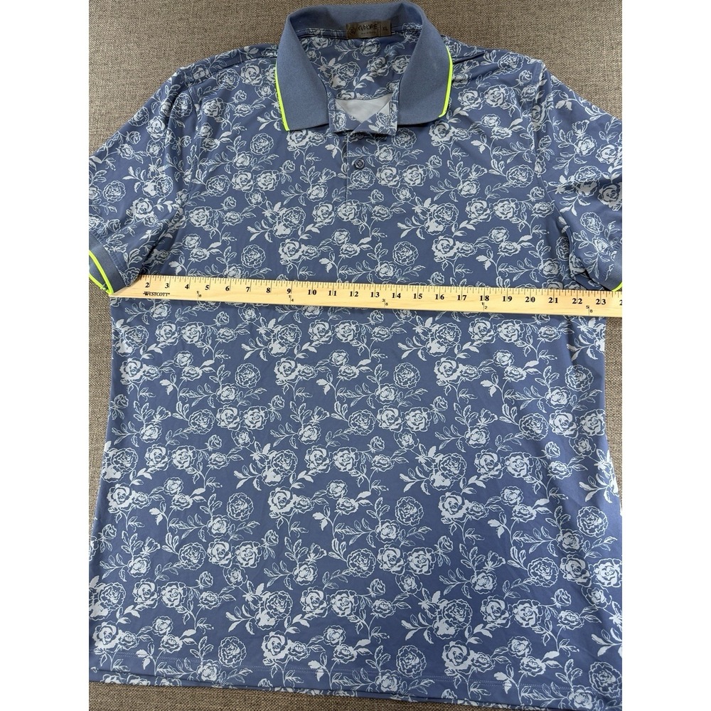 G/FORE Golf Polo Shirt Men's XL Blue Floral Stretch Performance Short Sleeve - Picture 7 of 11